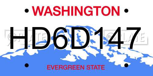 HD6D147 Washington License Plate