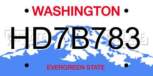 HD7B783 Washington License Plate
