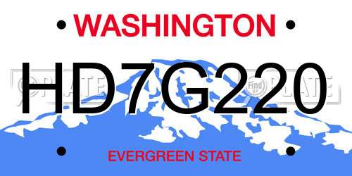 HD7G220 Washington License Plate