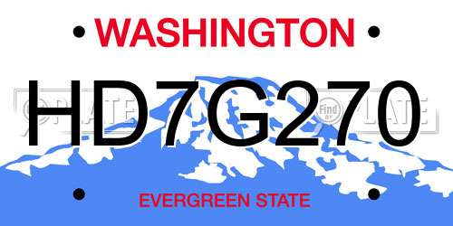 HD7G270 Washington License Plate