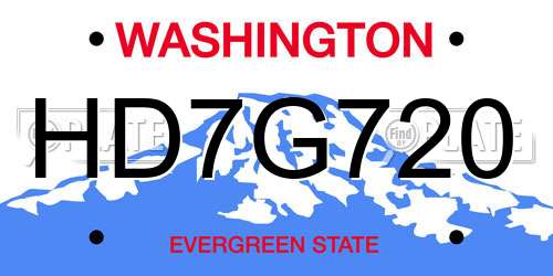 HD7G720 Washington License Plate