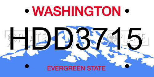HDD3715 Washington License Plate