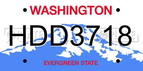 HDD3718 Washington License Plate