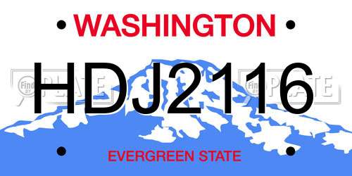 HDJ2116 Washington License Plate