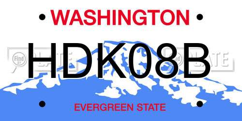 HDK08B Washington License Plate
