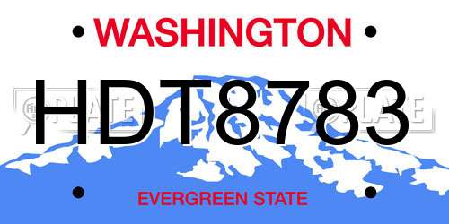 HDT8783 Washington License Plate
