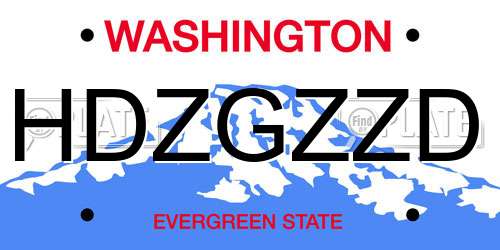 HDZGZZD Washington License Plate