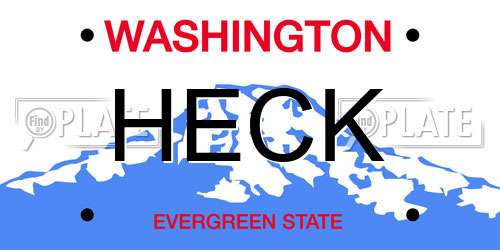 HECK Washington License Plate