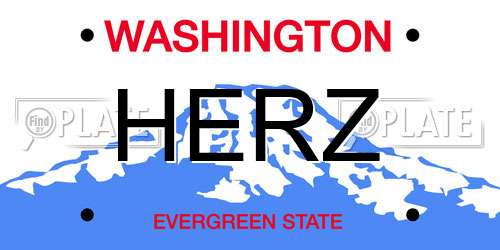 HERZ Washington License Plate