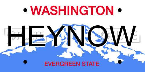HEYNOW Washington License Plate