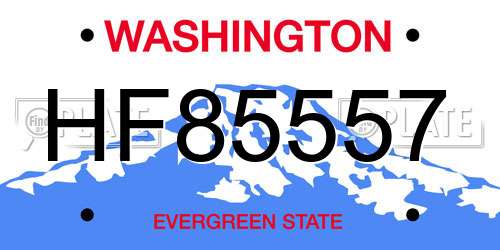 HF85557 Washington License Plate