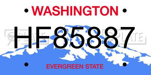 HF85887 Washington License Plate