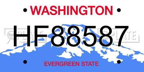 HF88587 Washington License Plate