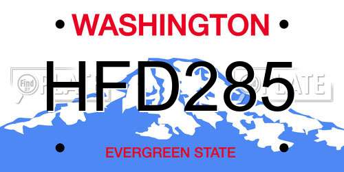 HFD285 Washington License Plate