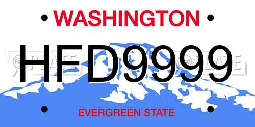 HFD9999 Washington License Plate