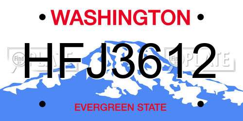 HFJ3612 Washington License Plate