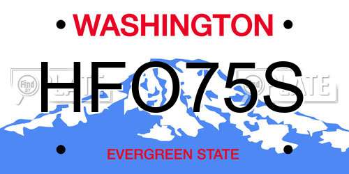 HFO75S Washington License Plate