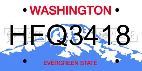 HFQ3418 Washington License Plate