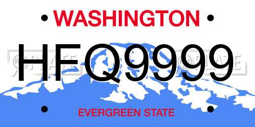 HFQ9999 Washington License Plate