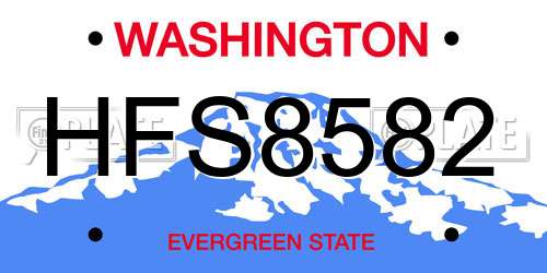 HFS8582 Washington License Plate