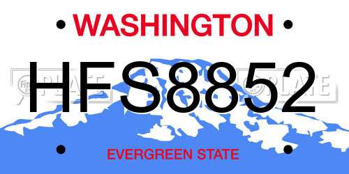 HFS8852 Washington License Plate
