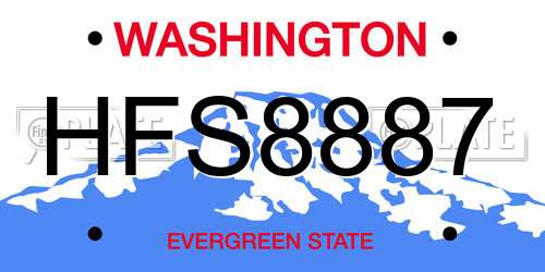 HFS8887 Washington License Plate