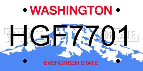 HGF7701 Washington License Plate