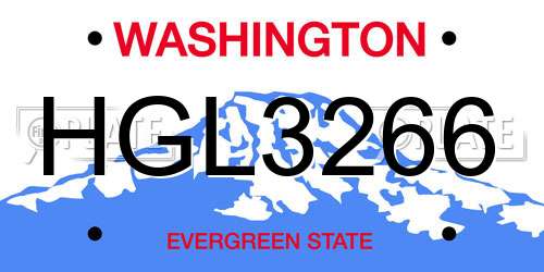 HGL3266 Washington License Plate