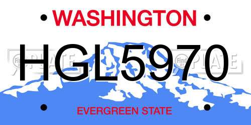 HGL5970 Washington License Plate