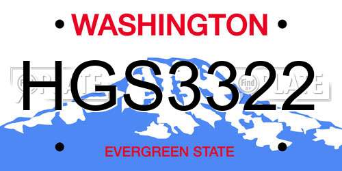 HGS3322 Washington License Plate
