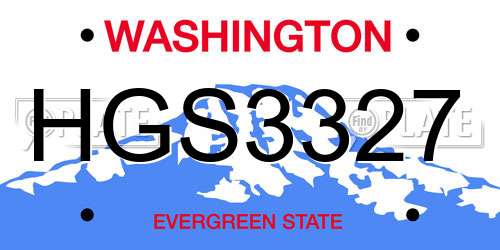 HGS3327 Washington License Plate