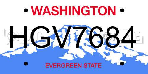 HGV7684 Washington License Plate