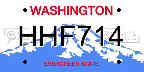 HHF714 Washington License Plate