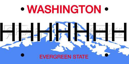 HHHHHHH Washington License Plate