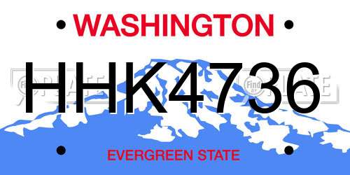 HHK4736 Washington License Plate