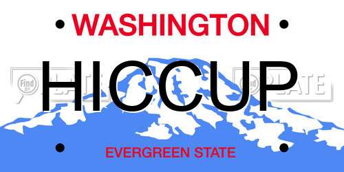 HICCUP Washington License Plate