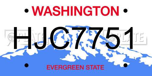 HJC7751 Washington License Plate