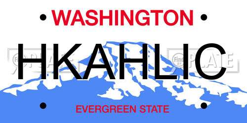 HKAHLIC Washington License Plate