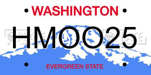 HMOO25 Washington License Plate