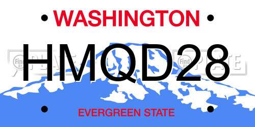 HMQD28 Washington License Plate