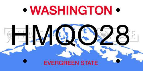 HMQO28 Washington License Plate