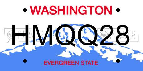 HMQQ28 Washington License Plate