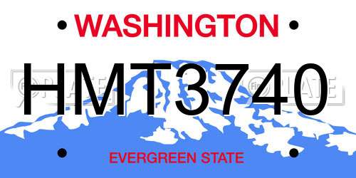 HMT3740 Washington License Plate