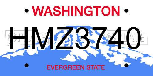 HMZ3740 Washington License Plate
