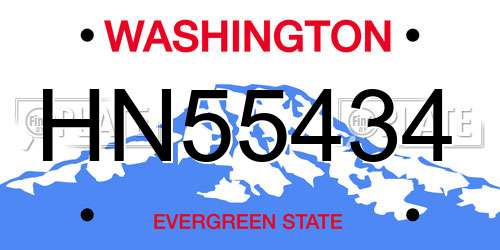 HN55434 Washington License Plate