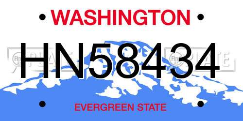 HN58434 Washington License Plate