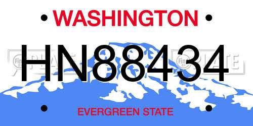 HN88434 Washington License Plate