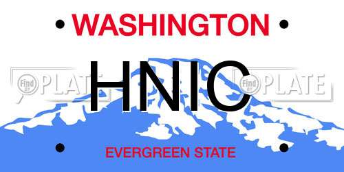 HNIC Washington License Plate