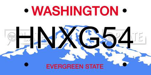 HNXG54 Washington License Plate
