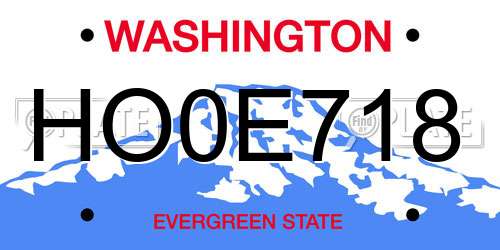 HO0E718 Washington License Plate